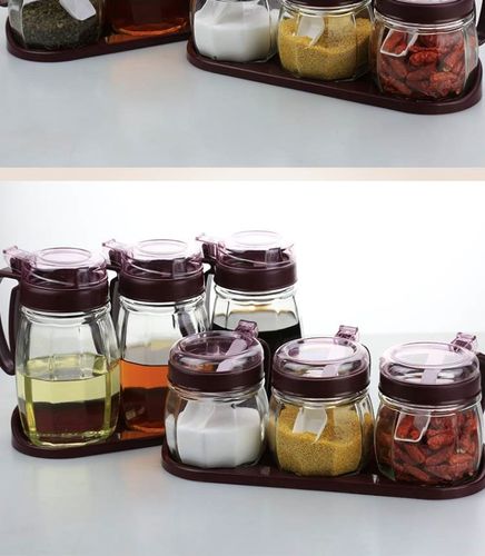 厨房用品用具小百货调料罐调味罐套装玻璃调料盒家用有盖油盐罐子